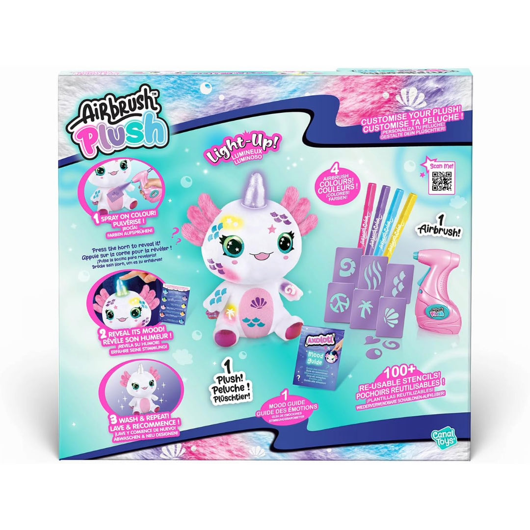 Canal Toys Airbrush Plush Axolotl Light-Up DIY Activity Kit