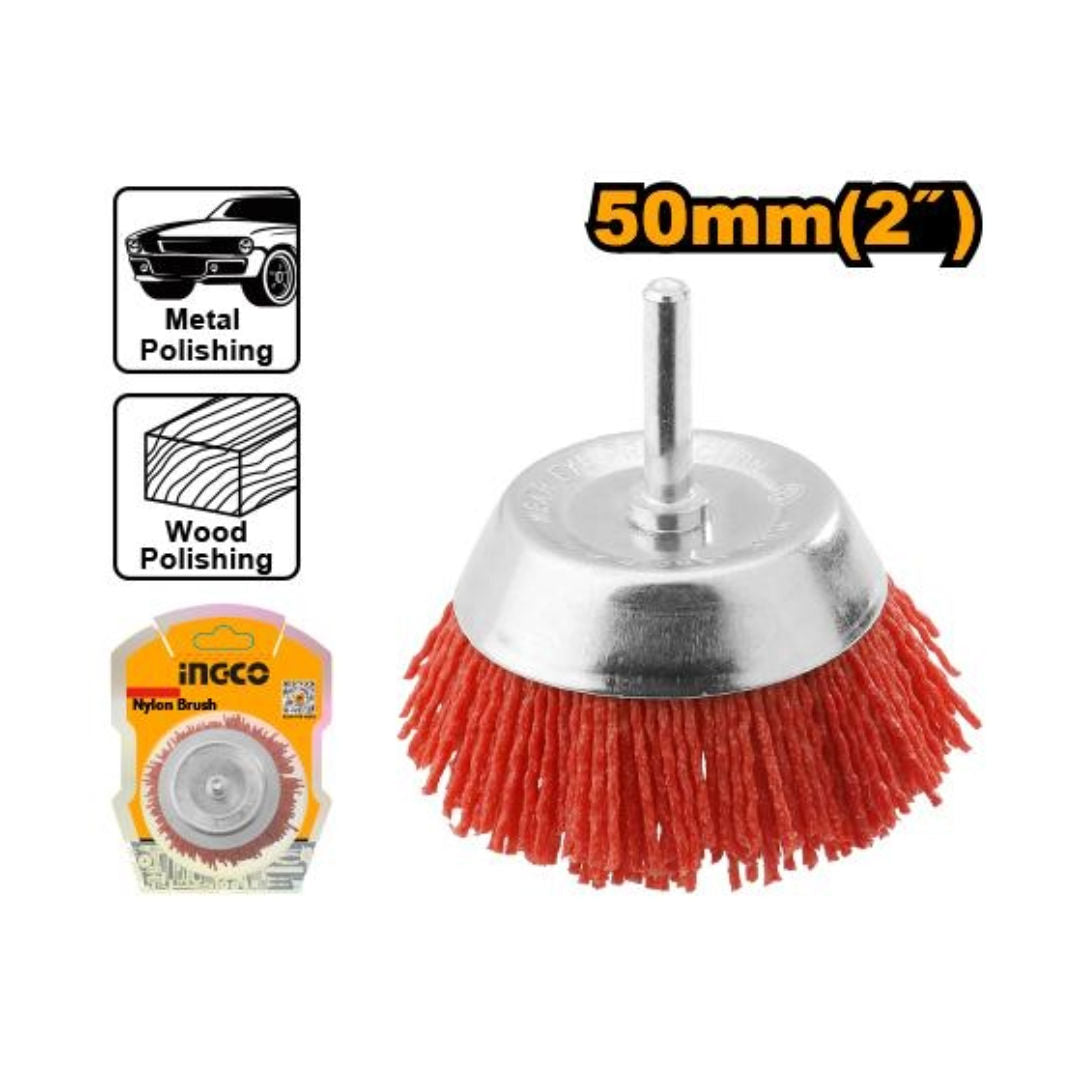 INGCO Nylon Brush, 1/4" Shank, 1.2mm Wire