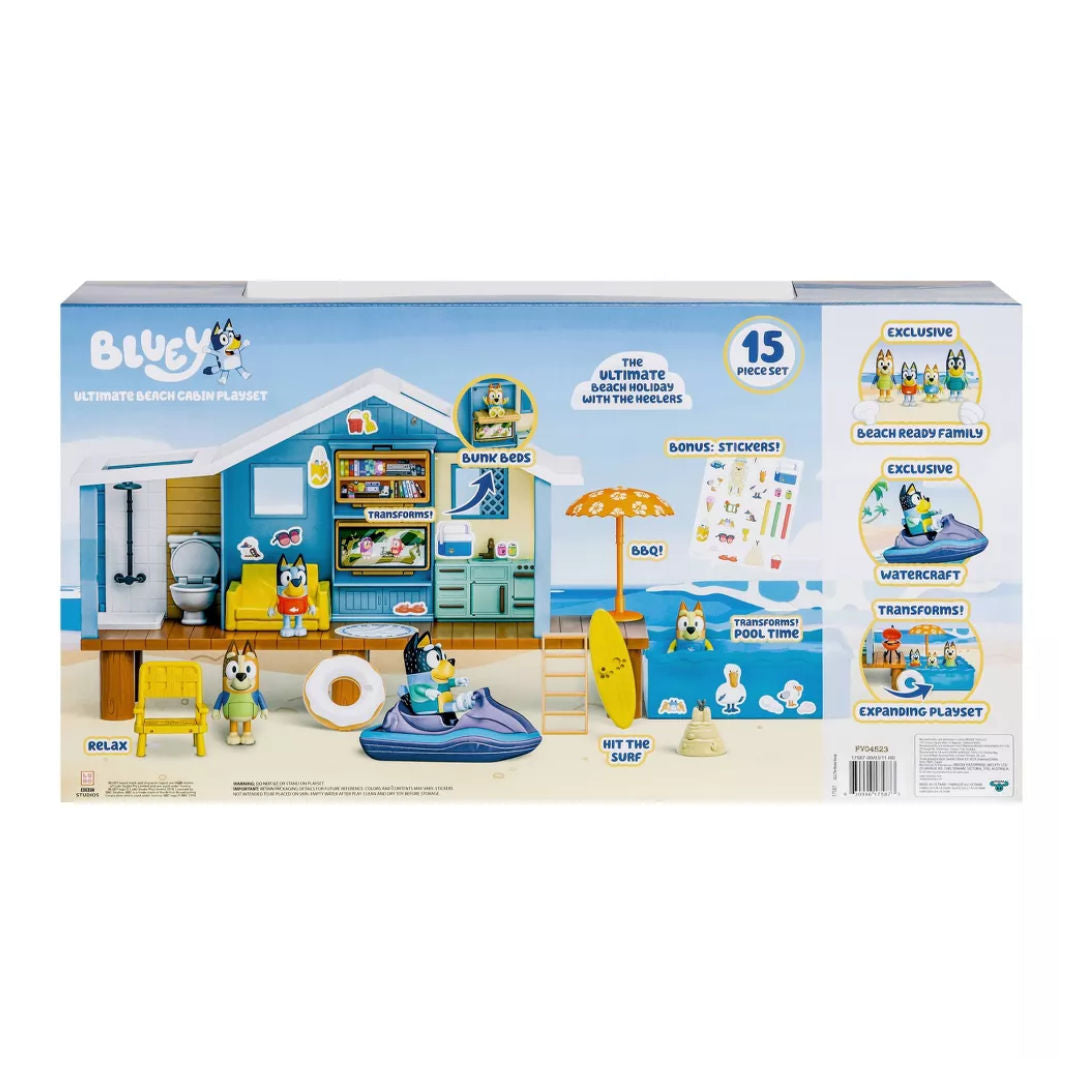 Bluey Series 9 Ultimate Beach Cabin Playset 15 Pieces, 3+ years