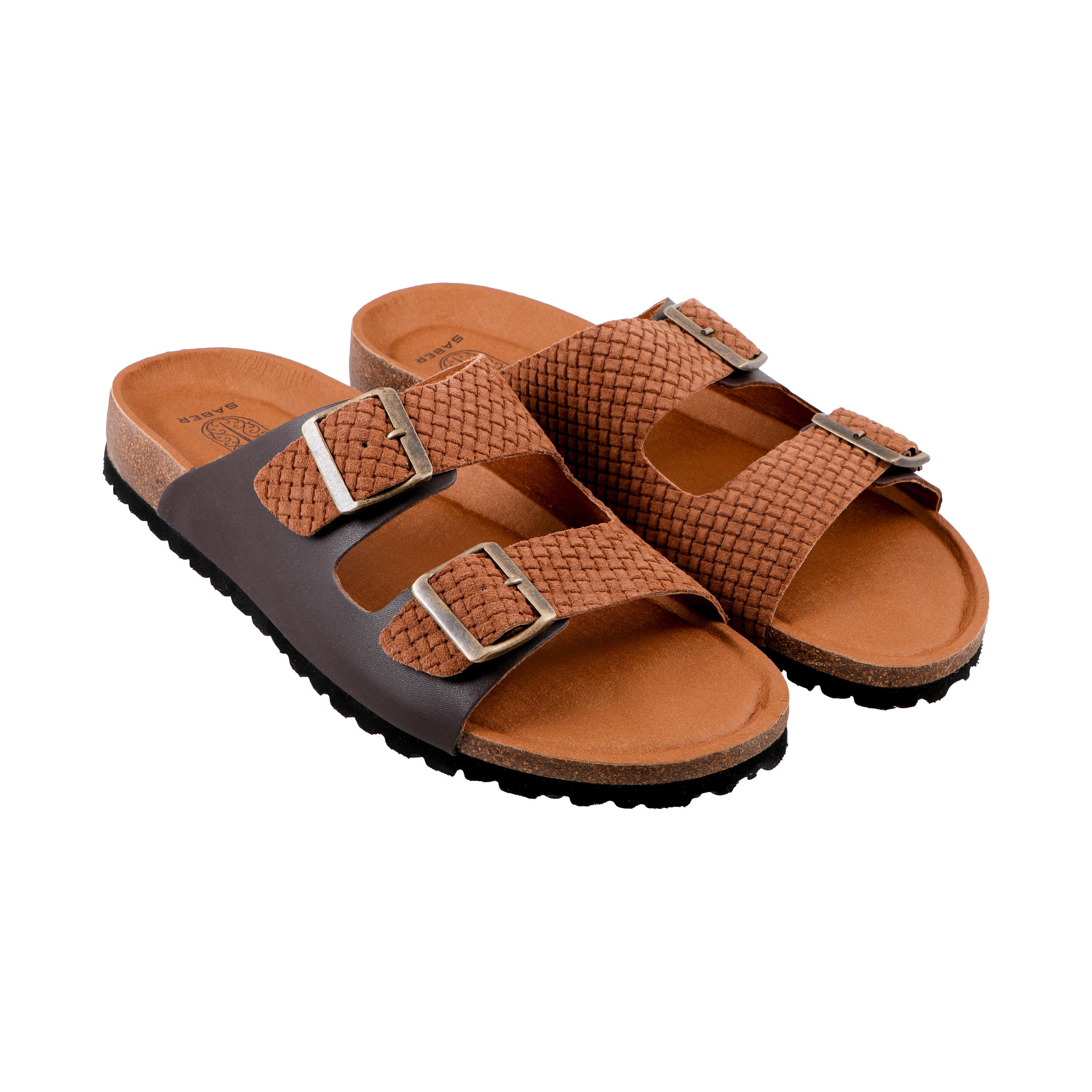 SABER BIRK -2 Men's Genuine Leather Sandals with Cork-Latex Footbed & EVA Sole