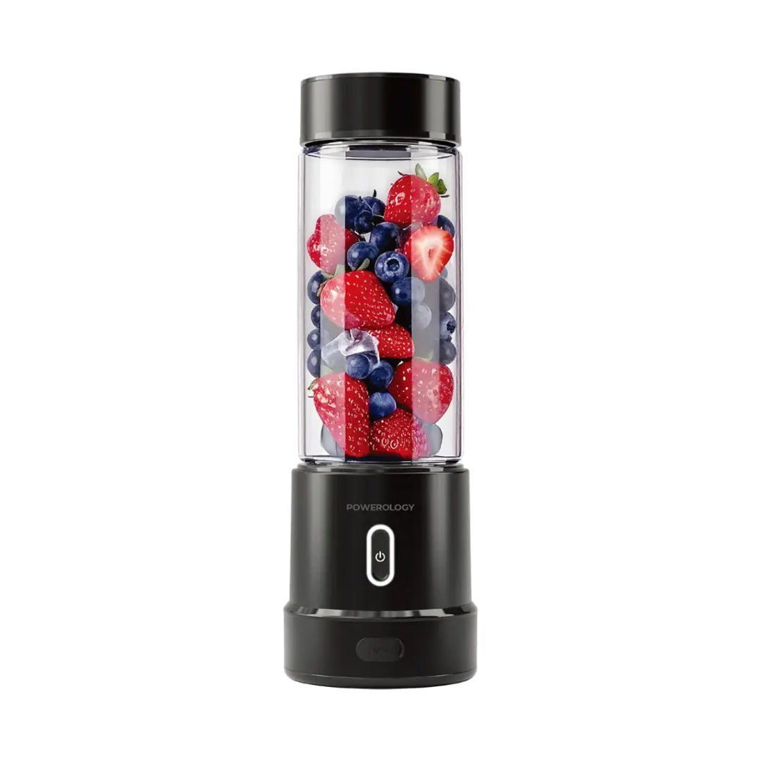 Powerology VitroMix Portable Blender 450mL 250W, 12 Blade High-Speed Rechargeable Juicer, Black