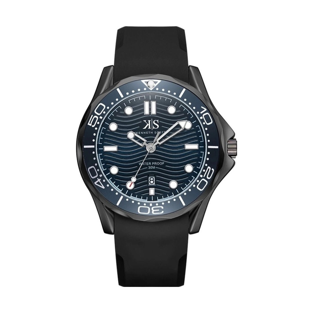 Kenneth Scott Men’s Quartz Analog Watch with Silicone or Stainless Strap, K22009 Series