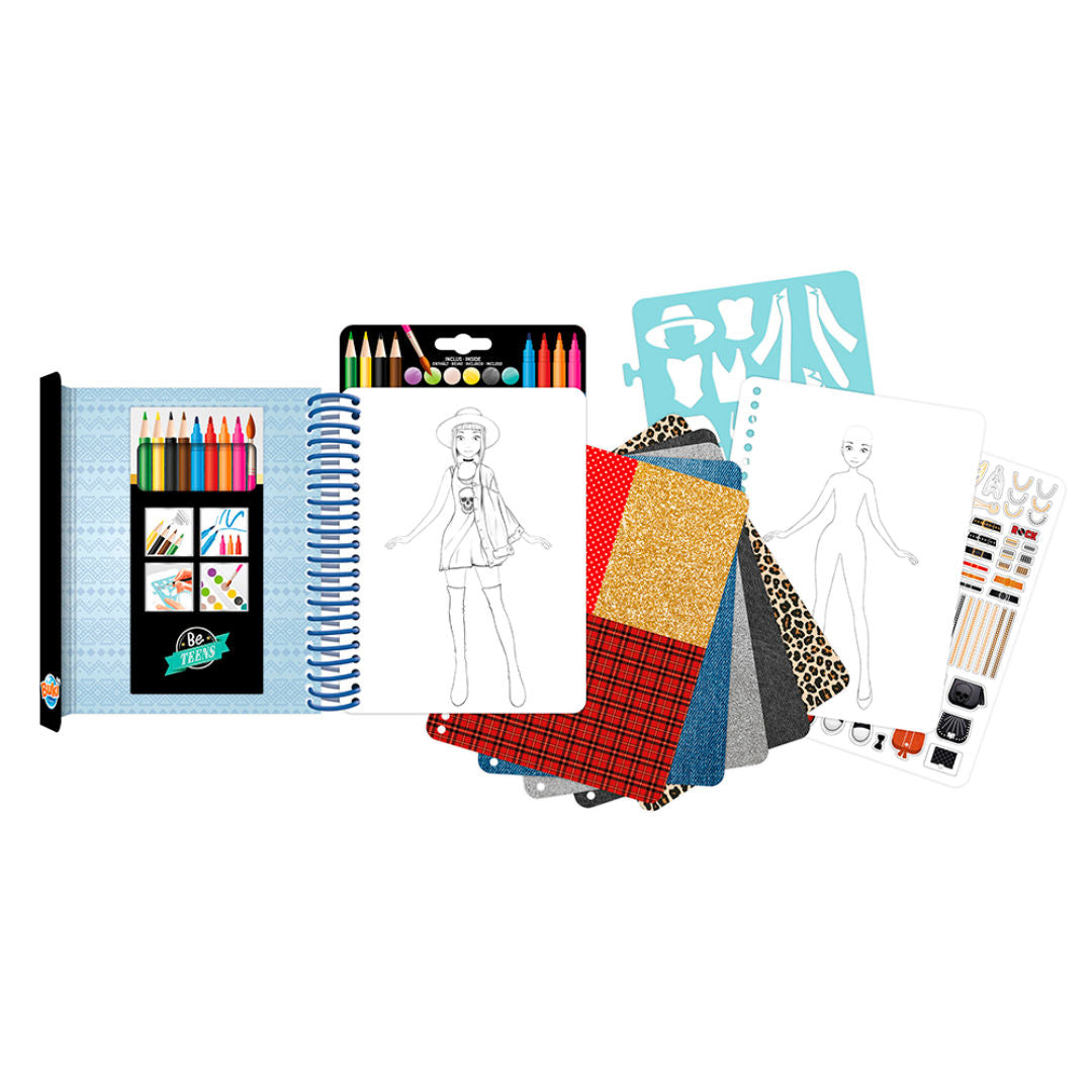 Buki France Be Teens Rock Outfits Sketchbook with Art Tools, (28 Pages)