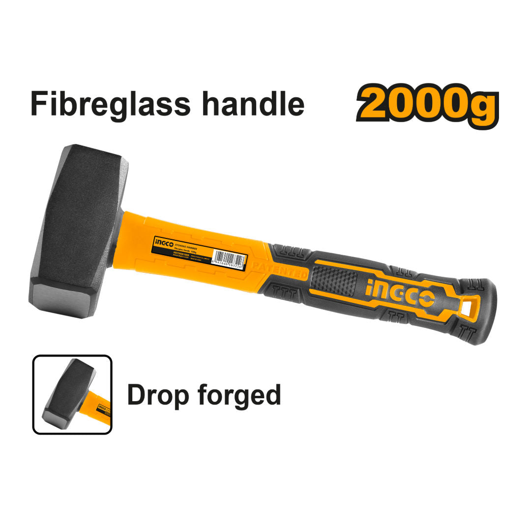INGCO Stoning Hammer, 45 Steel Head, Fiberglass Handle