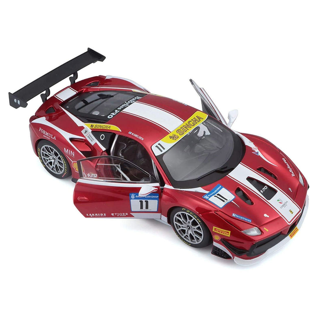 Bburago Racing F1 2017 Ferrari 488 Challenge Die-cast Metal Kit (1:24, 34 Parts, Orange/Black), 14+ years