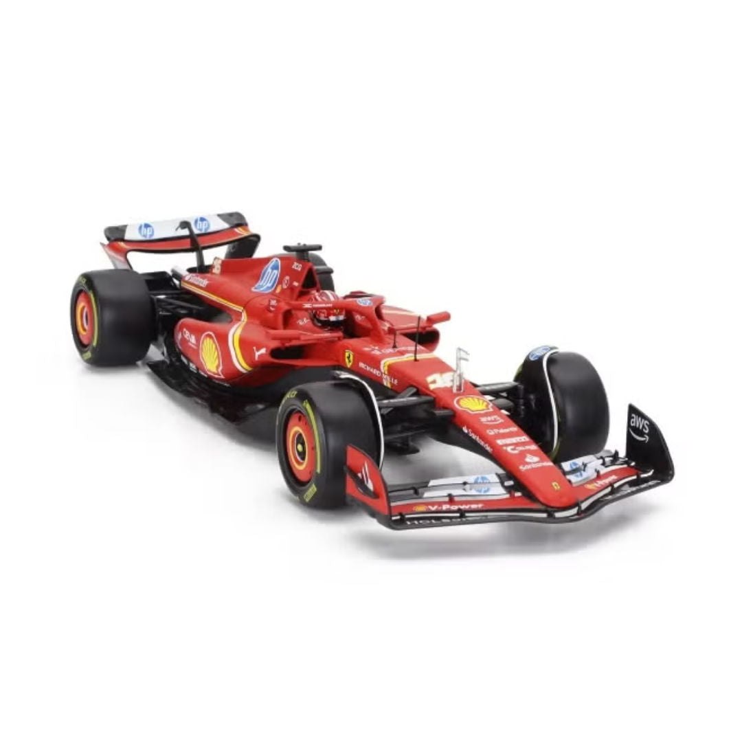Bburago F1 Emilia Romagna Grand Prix 2024, Ferrari SF-24 #16, Charles Leclerc, Die-cast Car, 1:18, Red/Black