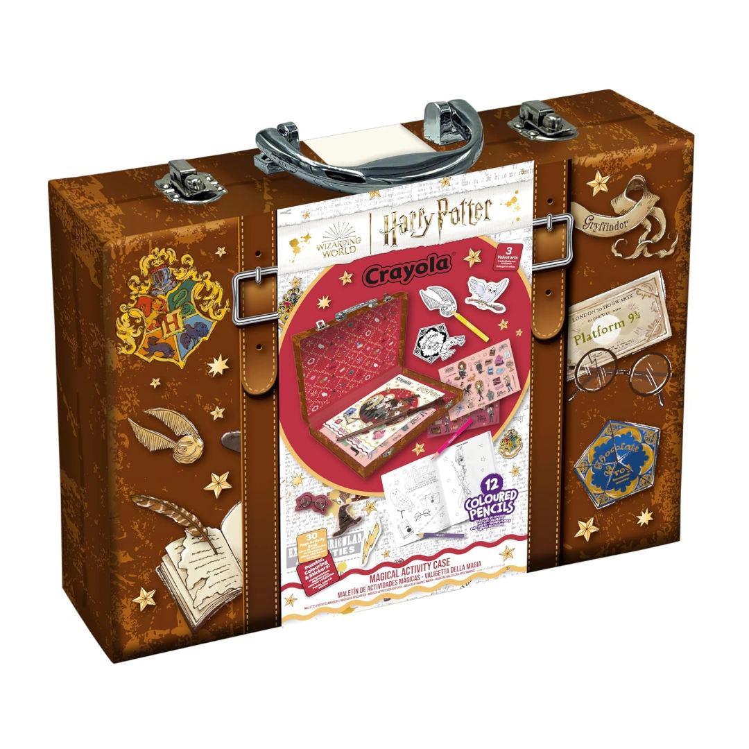 Crayola Harry Potter Magic Briefcase Creative Set With 30 Activity Sheets, Velvet Art, Stickers, Mini Pencils And Magic Wand, Paperback
