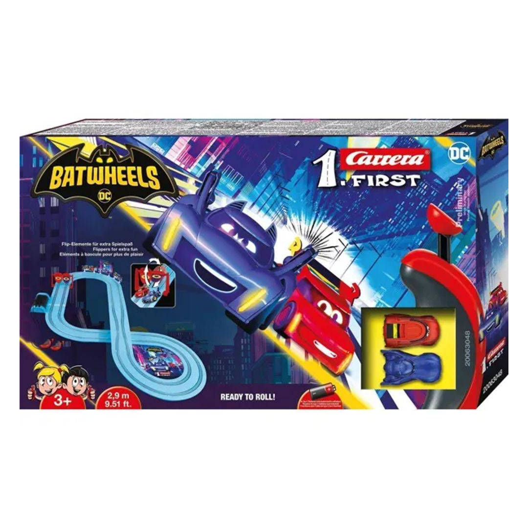 Carrera FIRST DC Batwheels Ready To Roll Bam Vs Redbird Slot Car Racing Set, 2.9m