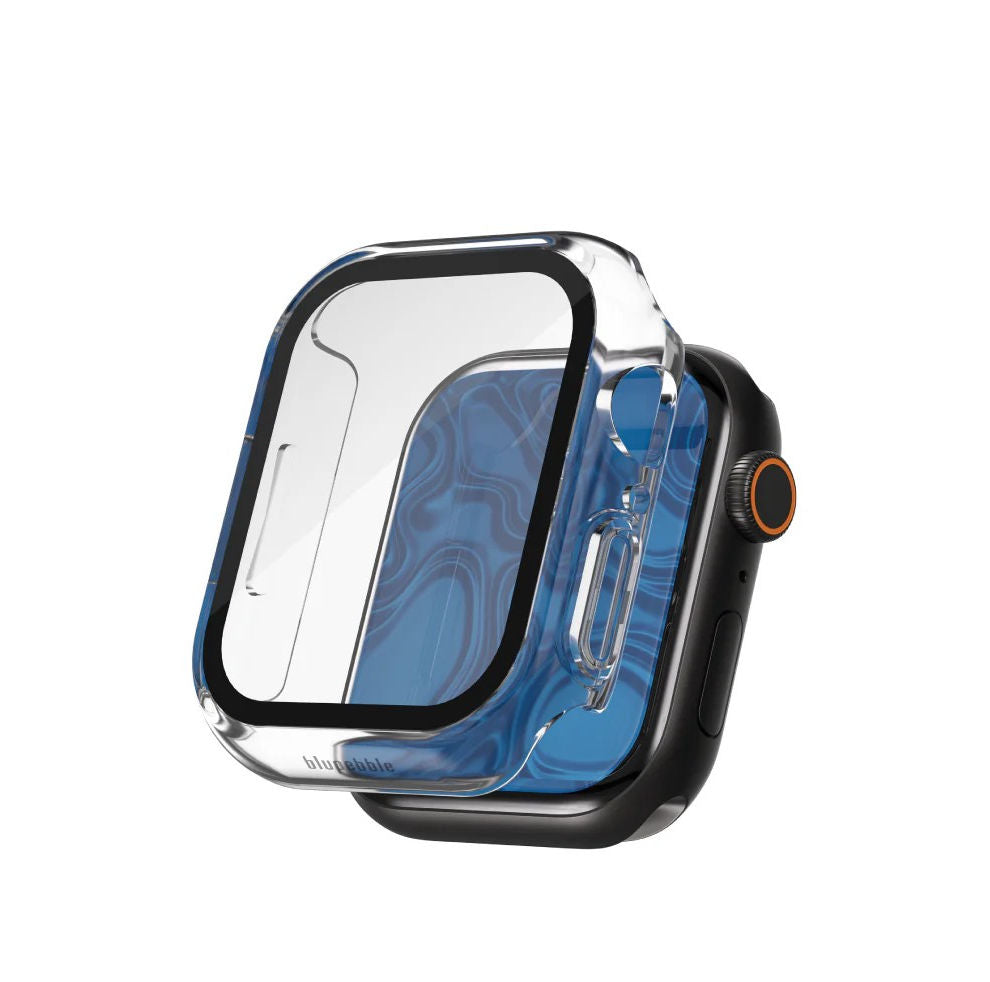 Blupebble Rock Shield Slim Armour with Glass Shield for Apple Watch 44/45mm, Black