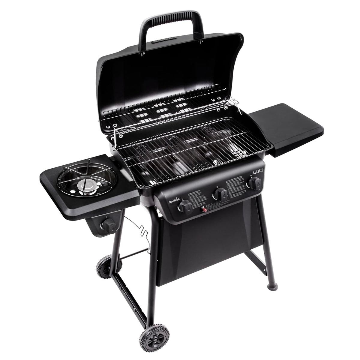 Char-Broil Classic 3-Burner Gas Grill, Propane BBQ With Side Shelves