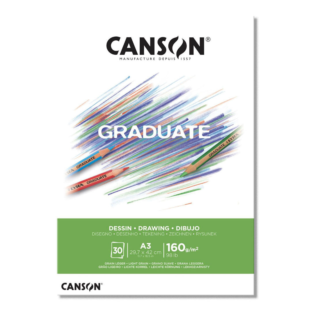 Canson Graduate Drawing Pad, A3, 160 GSM, 30 Sheets