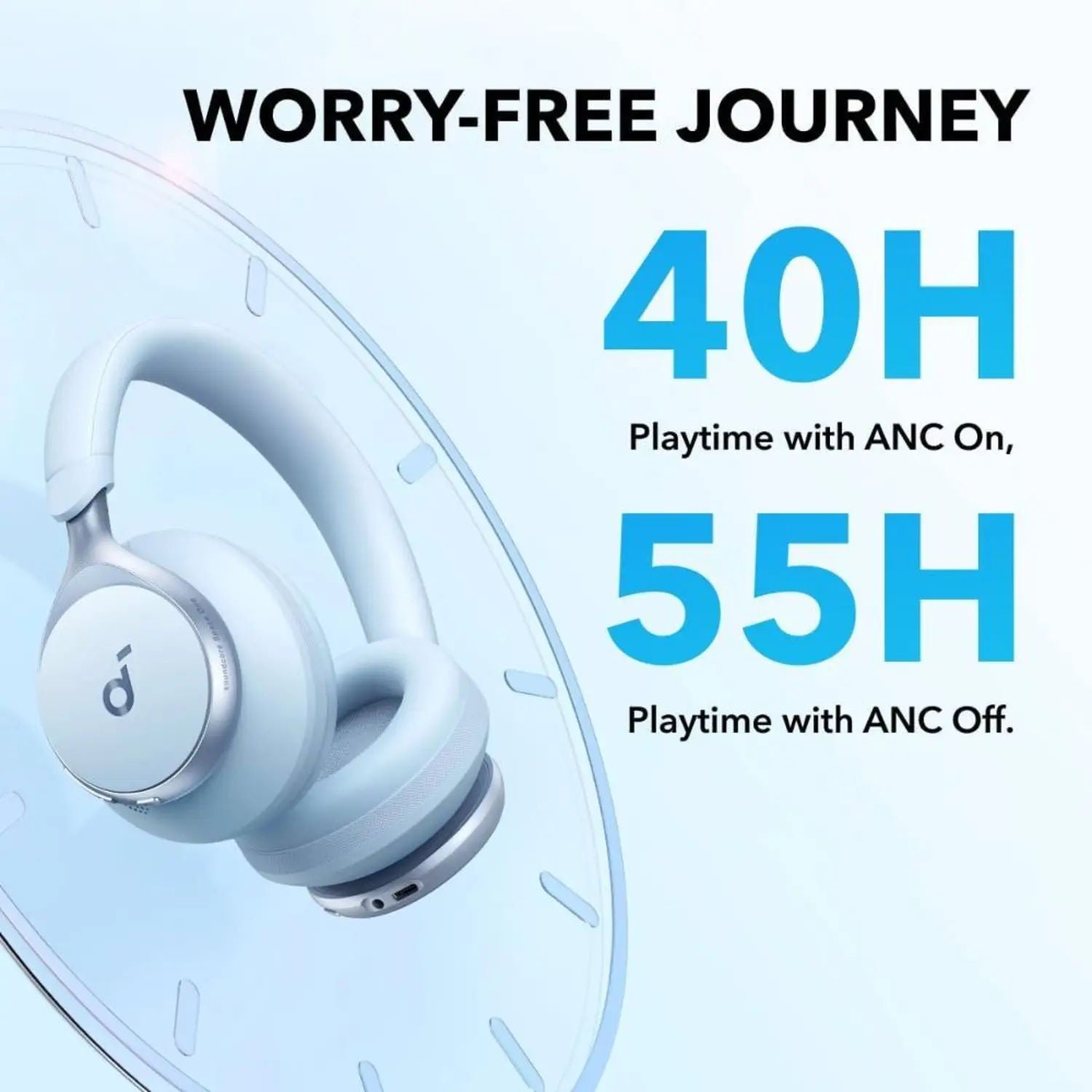 Anker Soundcore Space One A3035031 Wireless Over-Ear Noise Cancelling Headphones, Blue