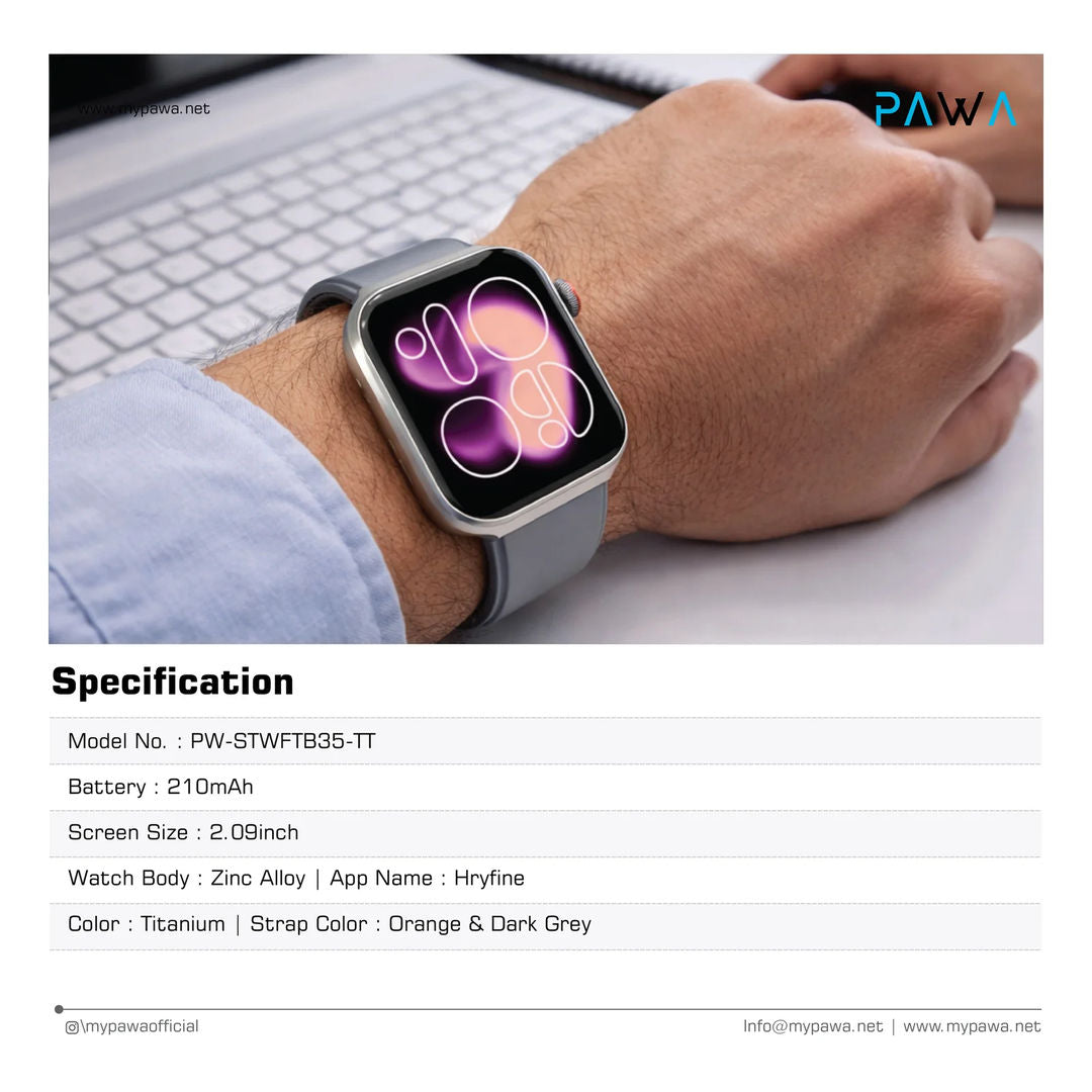 Pawa Glory 2.09inch Smart Watch, Titanium
