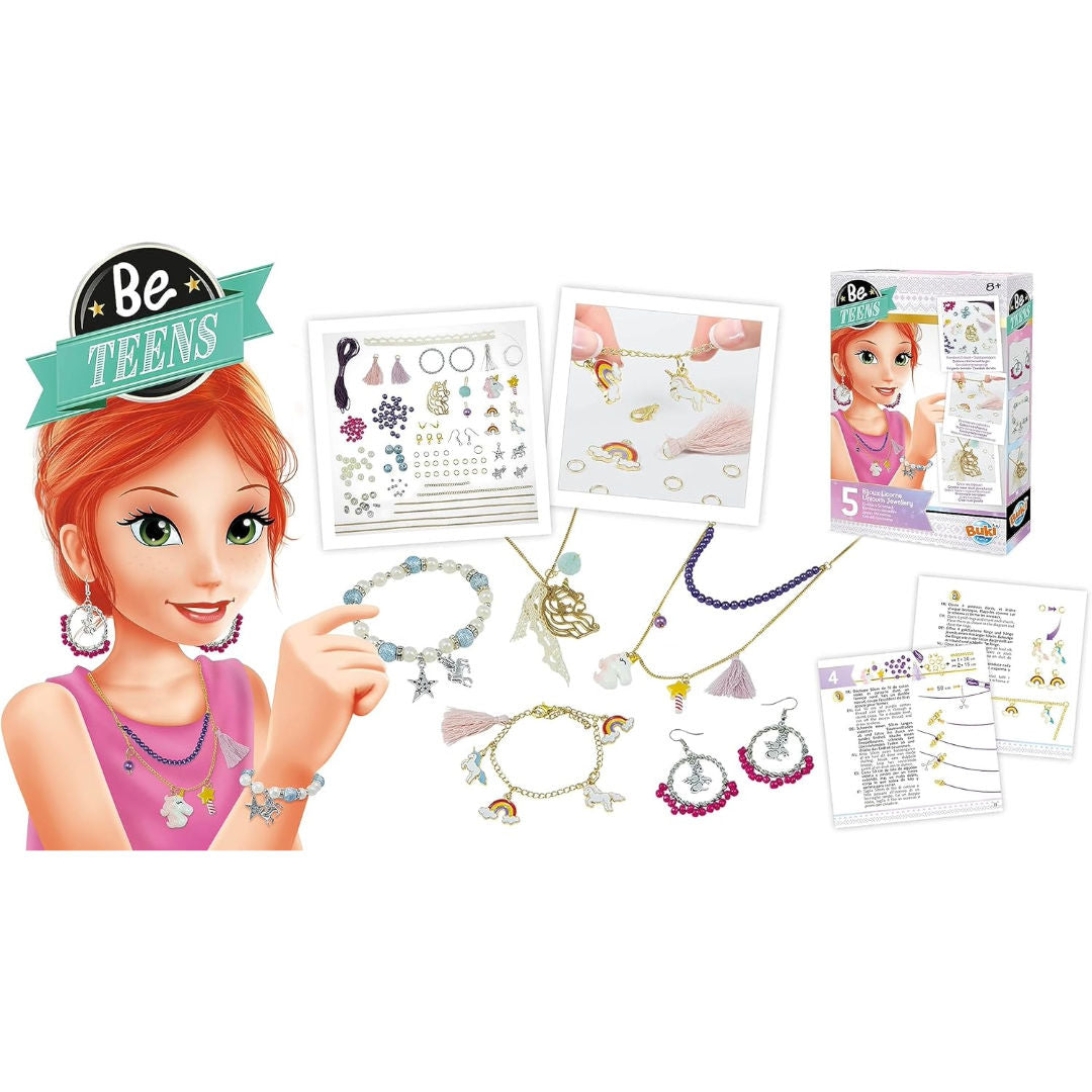 Buki France Be Teens Unicorn Jewelry Art DIY Kit, (59 Pieces)