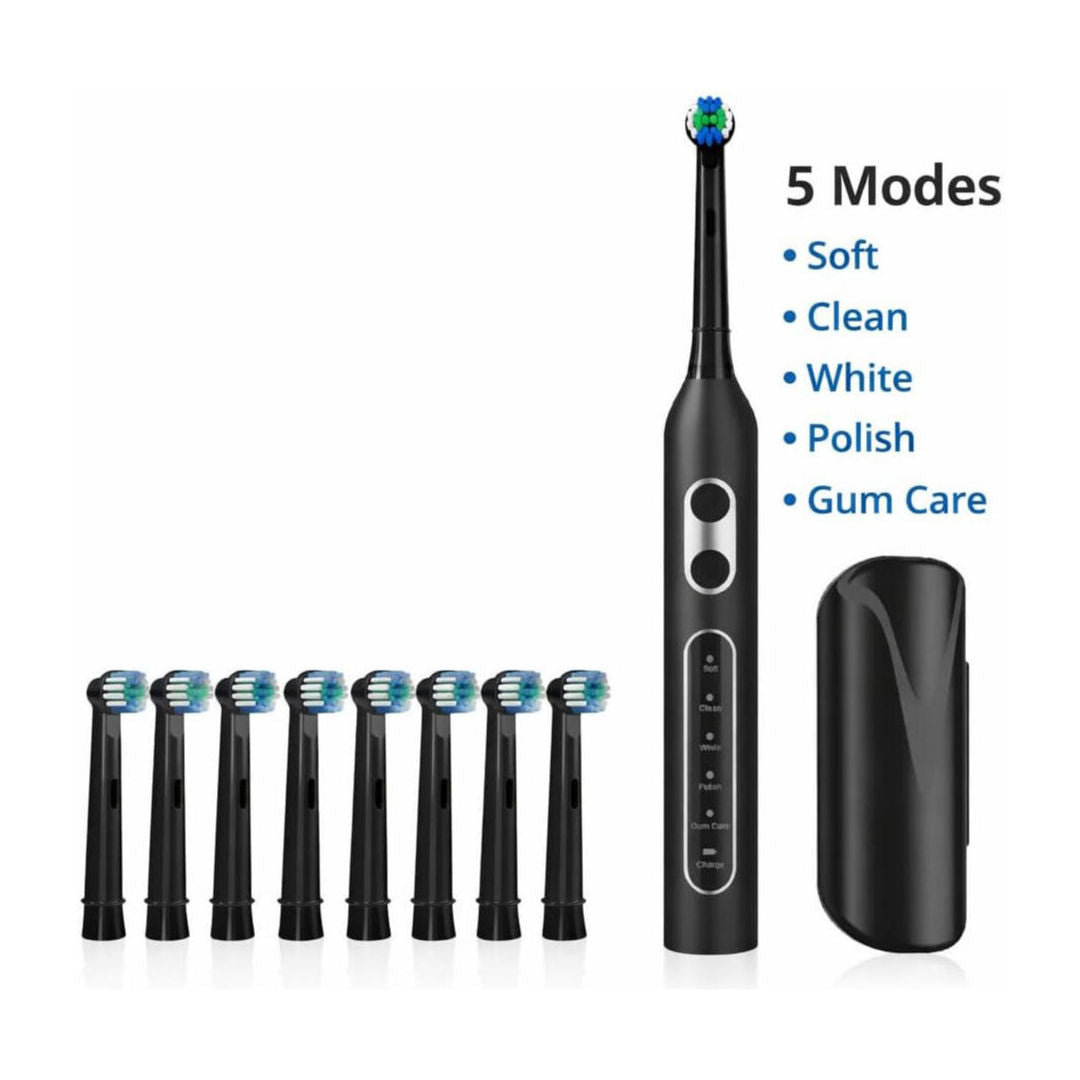 EPICARMA E7 Electric Toothbrush, Rechargeable,Travel Case, 5 Cleaning Modes, Black