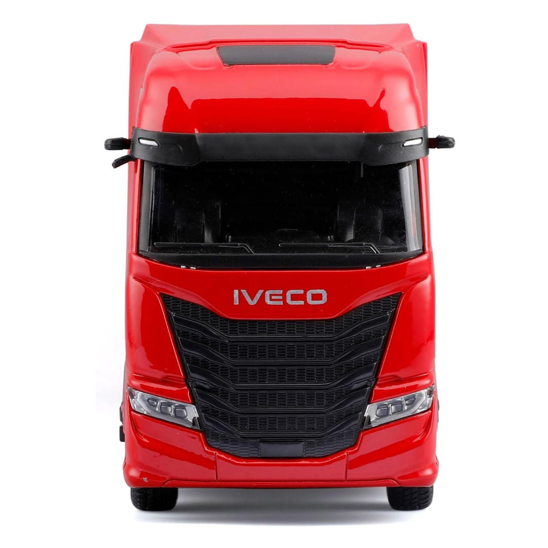 Bburago Racing Hauler Iveco S-Way 570 With Ferrari SF-24 Die-Cast Car ,1:43, Red
