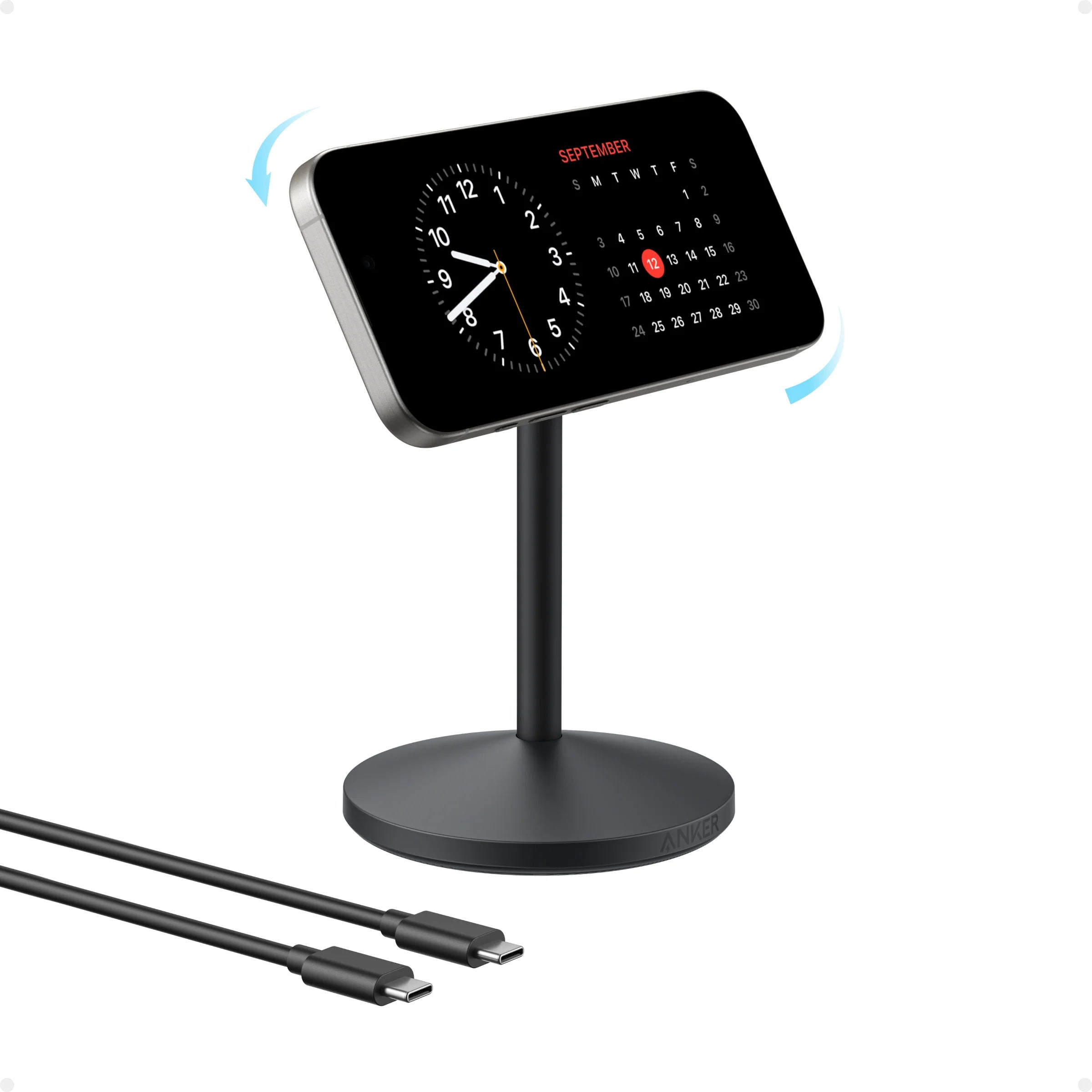 Anker MagGo Qi2 Wireless Charger Stand, 15W Magnetic Fast Charging, 360° Adjustable Stand for iPhone & AirPods