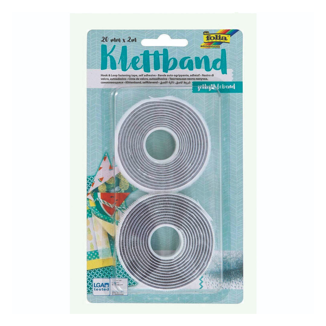 Folia Hook & Loop Velcro Tape, White, 2302