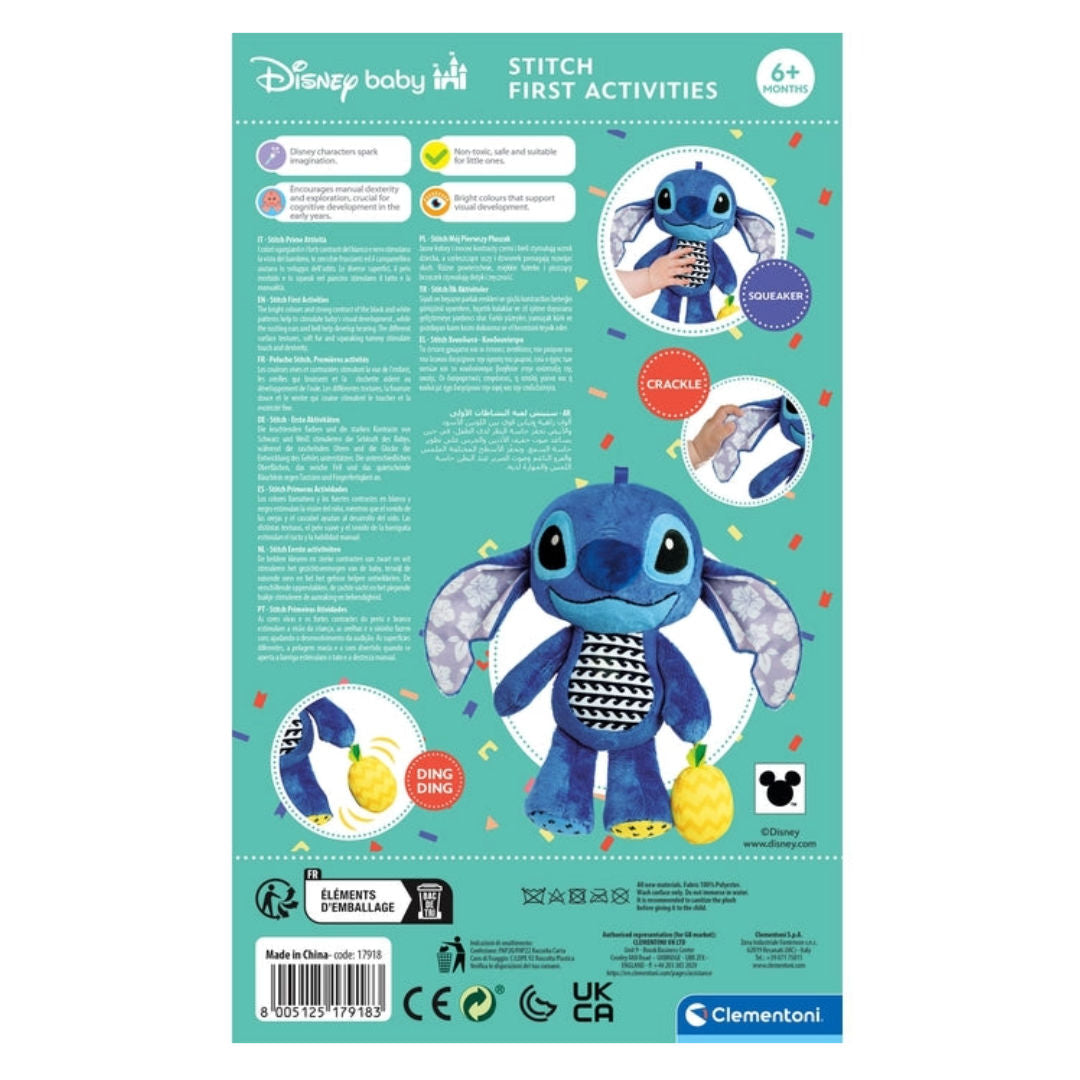 Disney baby, Clementoni Lio Baby, Stitch First Activities, Plush Toy, Blue