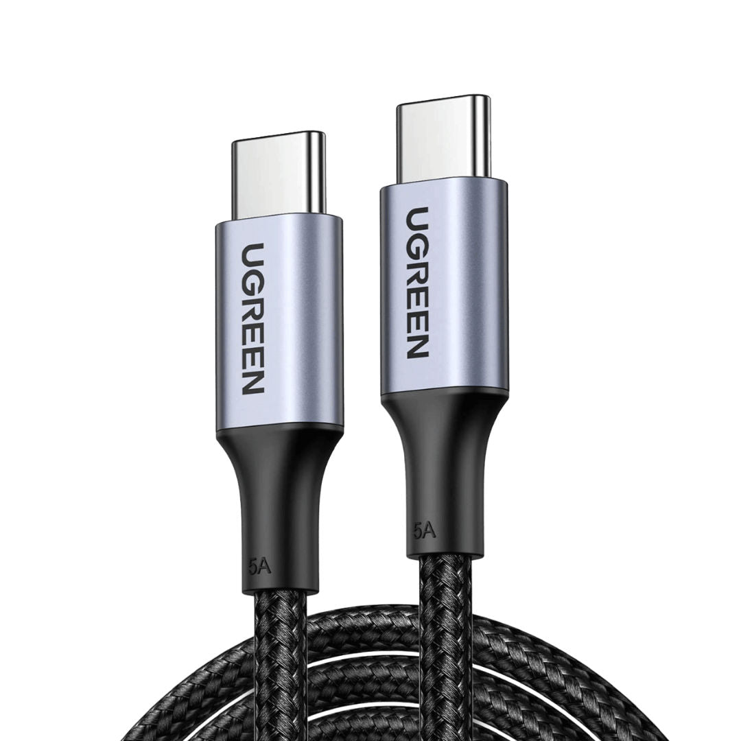 UGREEN US316-70427 USB-C to USB-C 100W Power Delivery Braided Fast Charging Cable, Space Gray, 1 Meter
