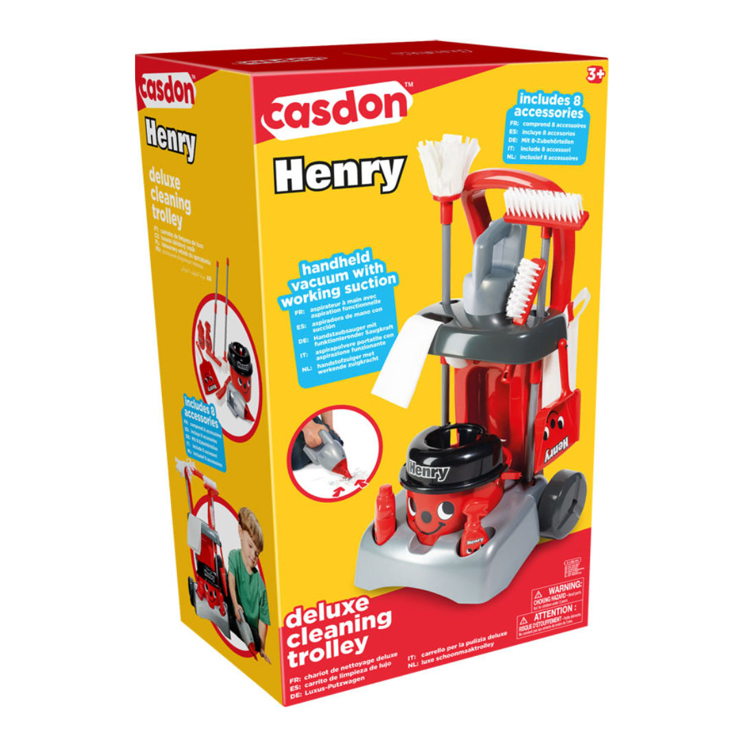 Casdon Henry Deluxe Cleaning Trolley Set Red, 3+ years