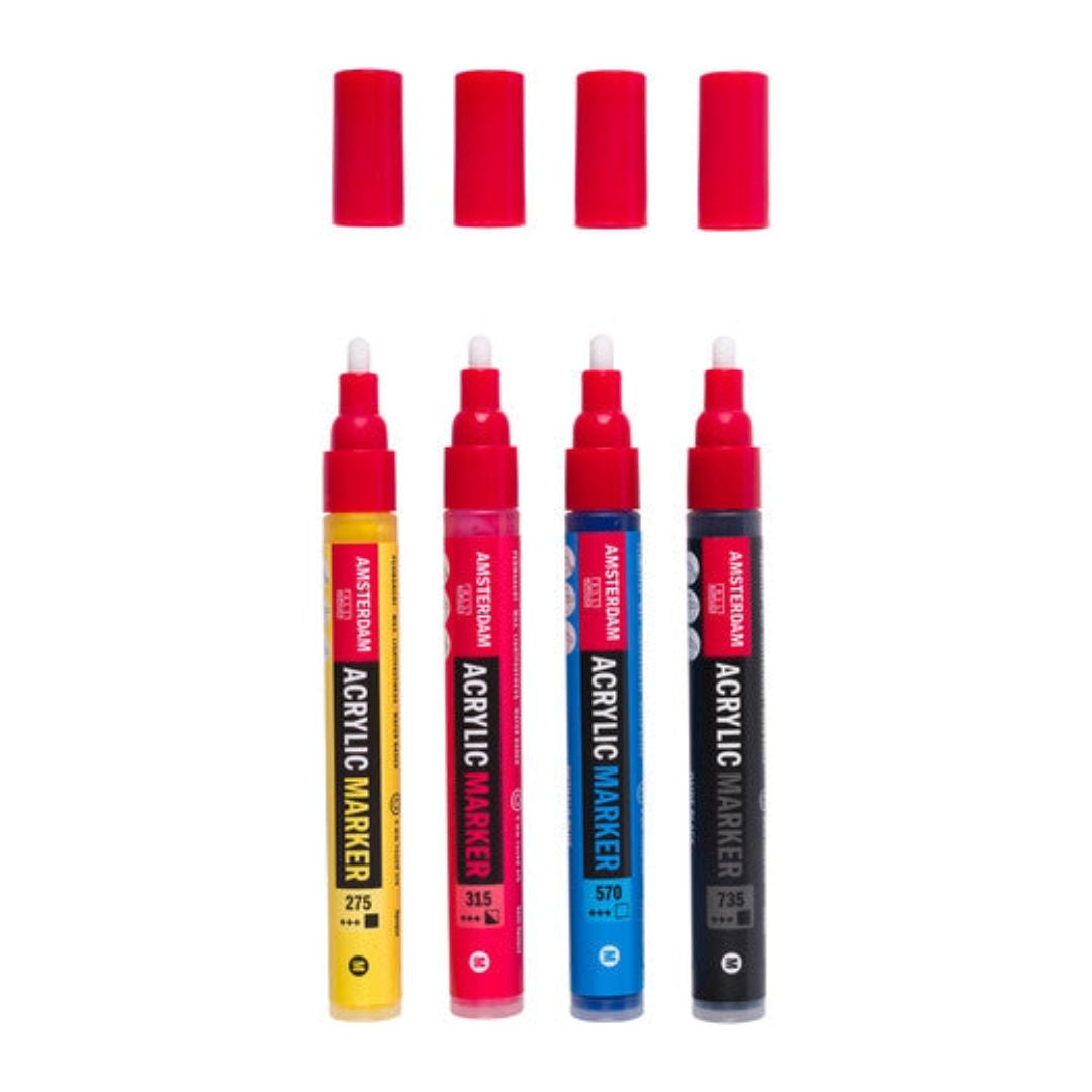 Amsterdam 4-Pieces Acrylic Marker Set, 4mm Nib