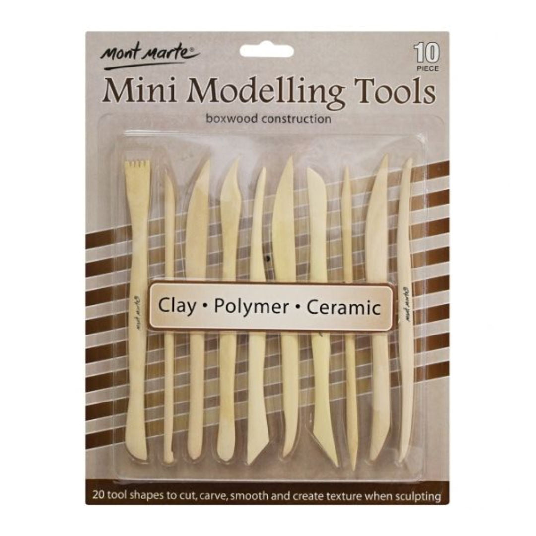Mont Marte 10-Pieces, Mini Modelling Tools Boxwood Set, MMSP0003