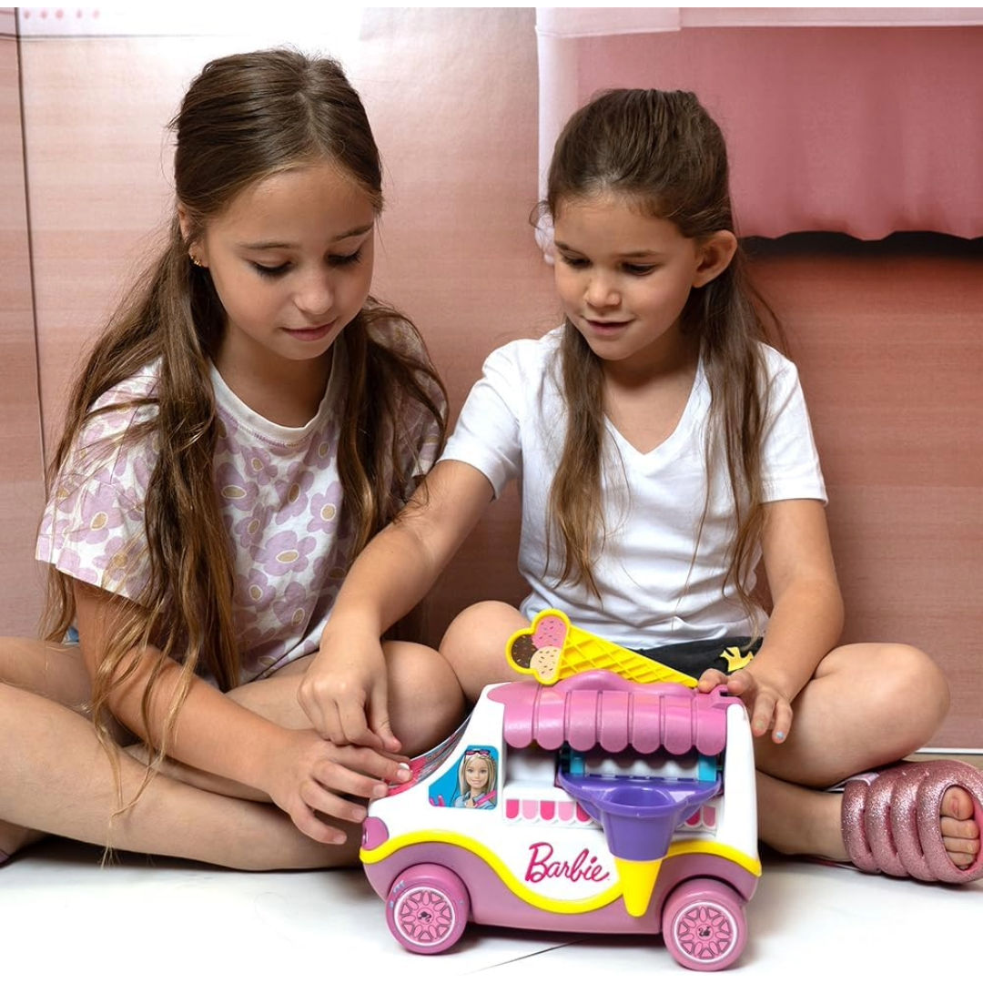 Barbie Ice Cream Truck Playset, Interactive Dessert Truck Toy with Accessories, 32.5 x 16 x 24.3cm