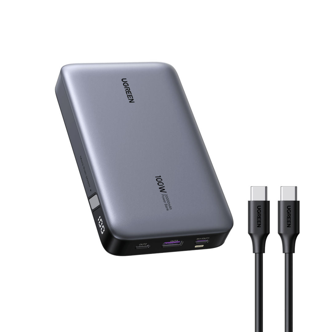 UGREEN PB720 20000mAh 100W Fast Charging Power Bank with 2 USB-C and 1 USB-A Ports