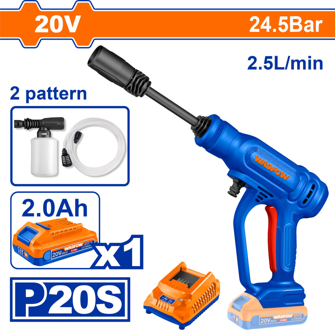 WADFOW Cordless Pressure Washer, Portable High-Pressure Cleaner with Auto Stop System