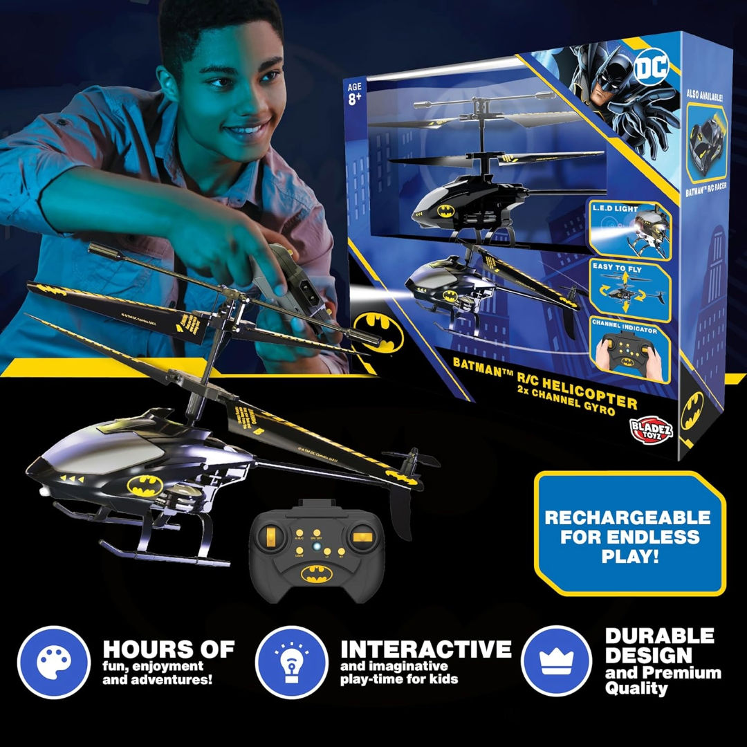 Bladez Toyz DC Batman Batman 2 Channel Gyro RC Helicopter Black, 8+ years