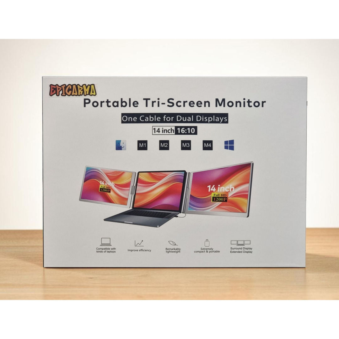 EPICARMA 14-Inch Portable Tri-Screen Monitor, Black, EA-PTMS688PRO-BK