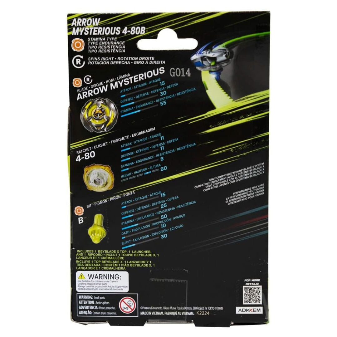 Beyblade X Arrow Mysterious 4-80B Launcher Set, 8+ years