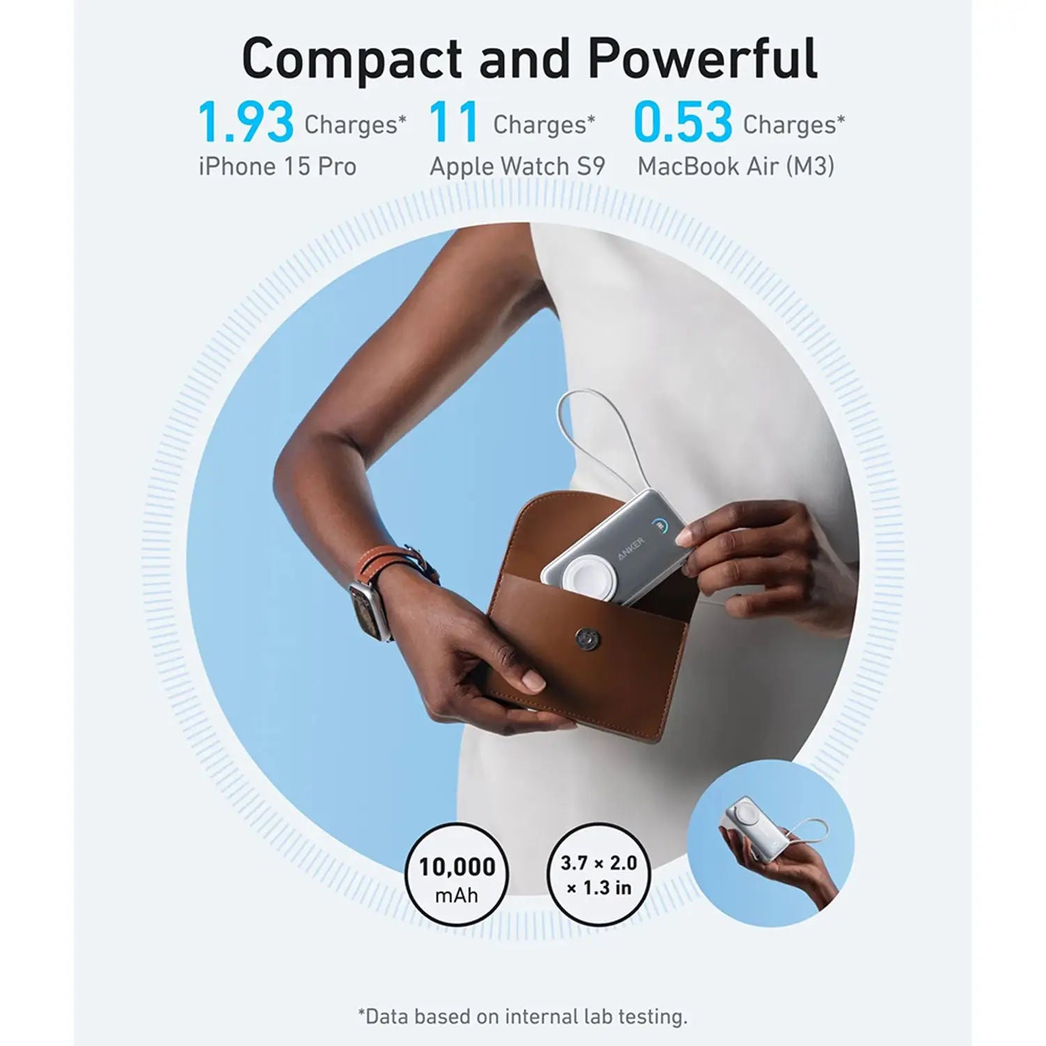 Anker MagGo 10,000mAh Power Bank with Apple Watch Charger, Built-In Cable, Smart Display