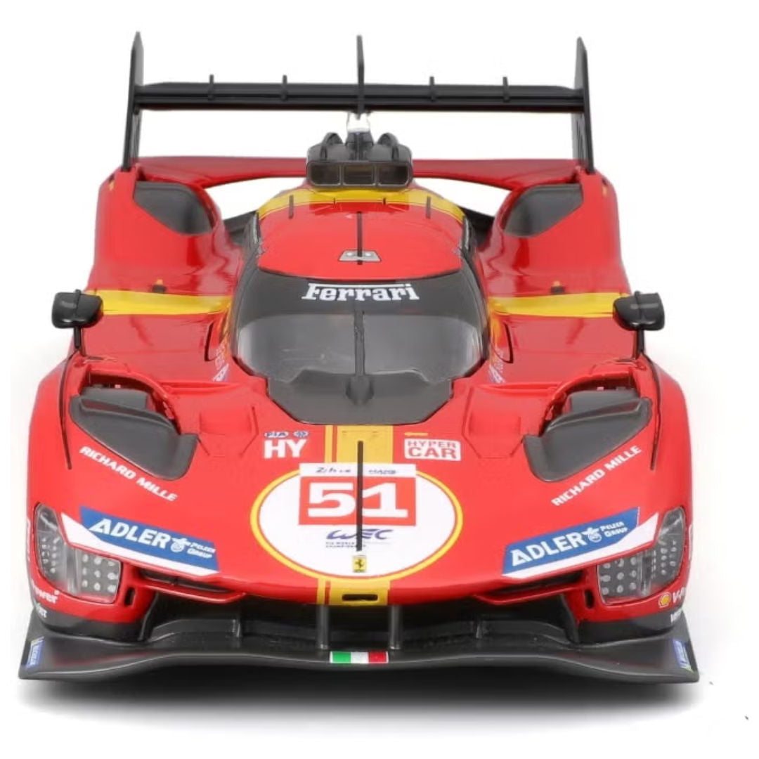 Bburago LeMans 24h 2023, Racing Ferrari 499P #51, Die-Cast Car, Red, 1:18