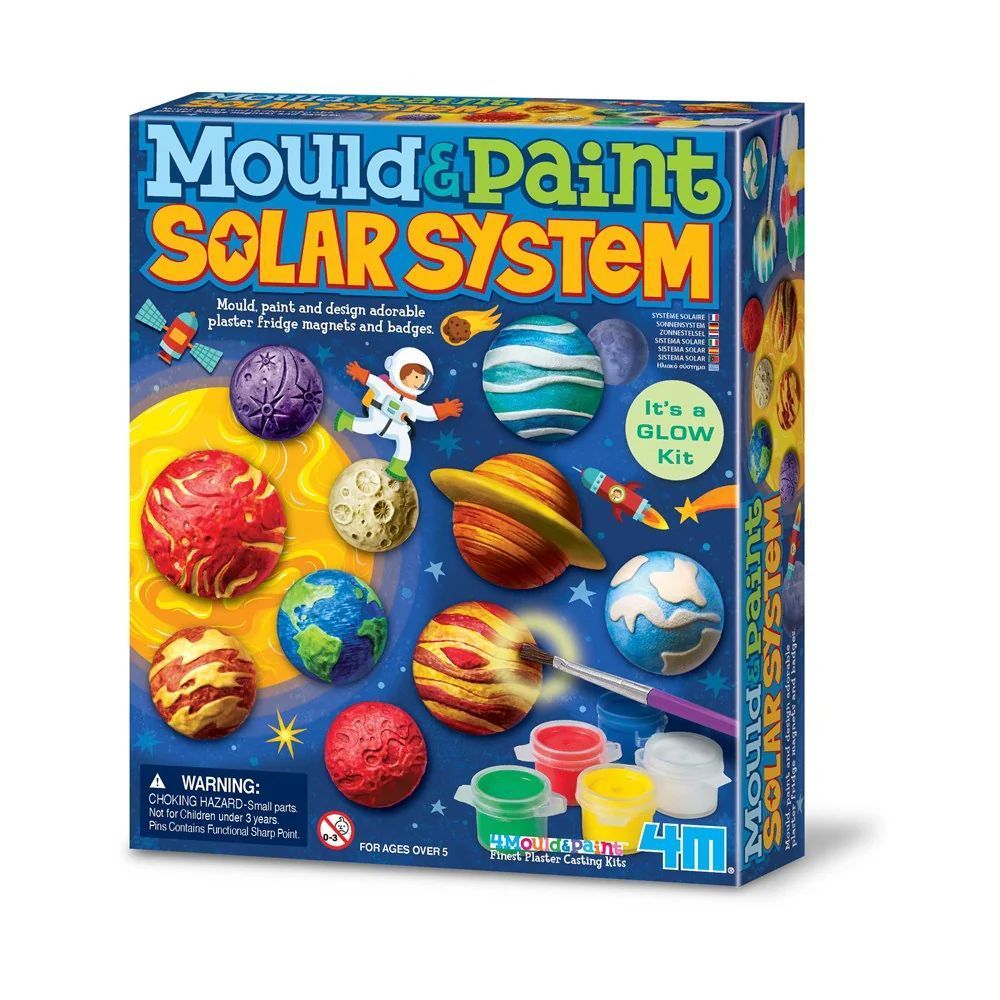 4M Mould & Paint Solar System Glow-In-The-Dark Craft Kit, 18.5x15.2cm, 5+ Years