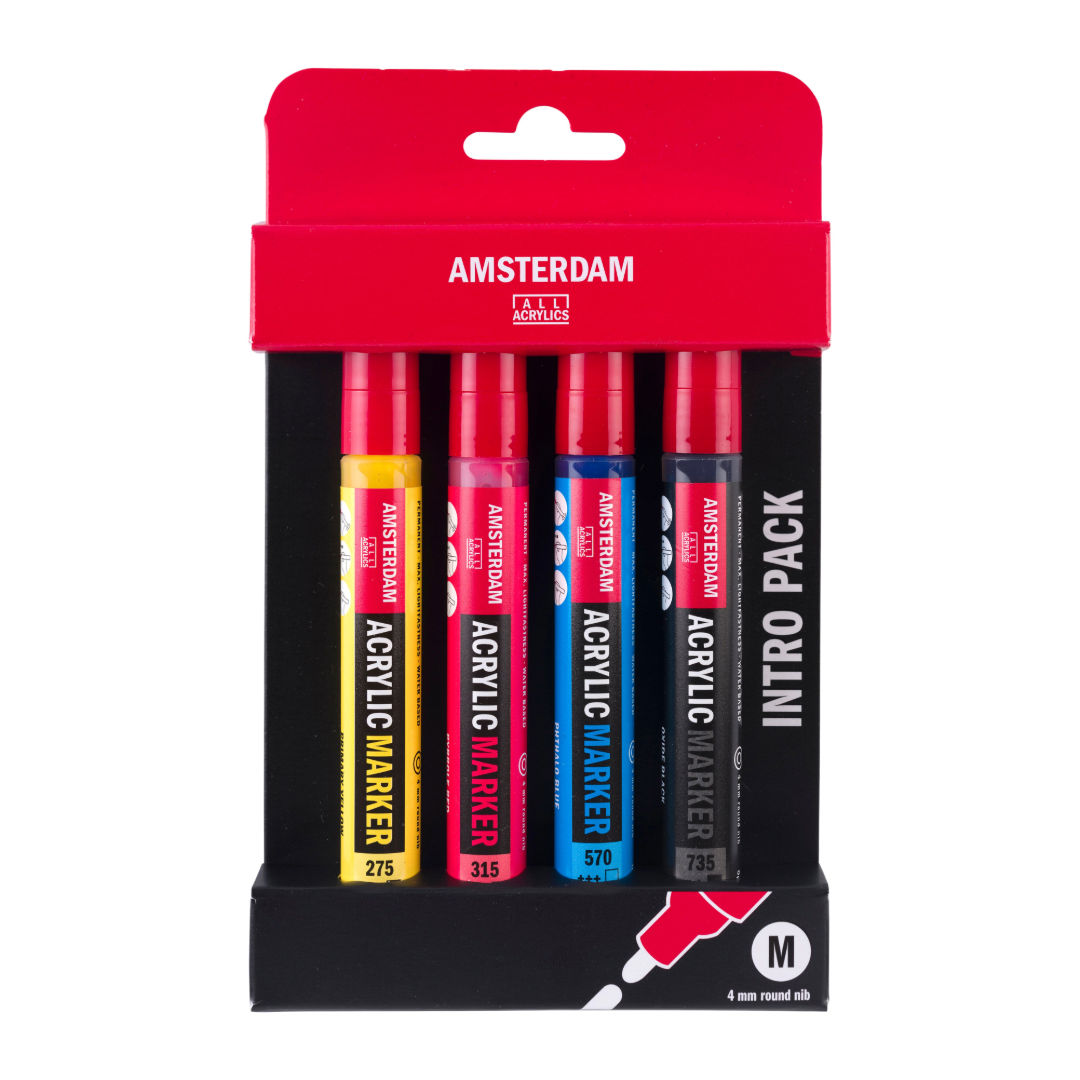 Amsterdam 4-Pieces Acrylic Marker Set, 4mm Nib