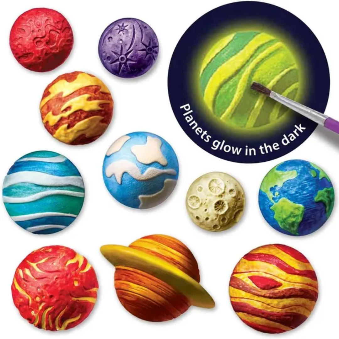 4M Mould & Paint Solar System Glow-In-The-Dark Craft Kit, 18.5x15.2cm, 5+ Years