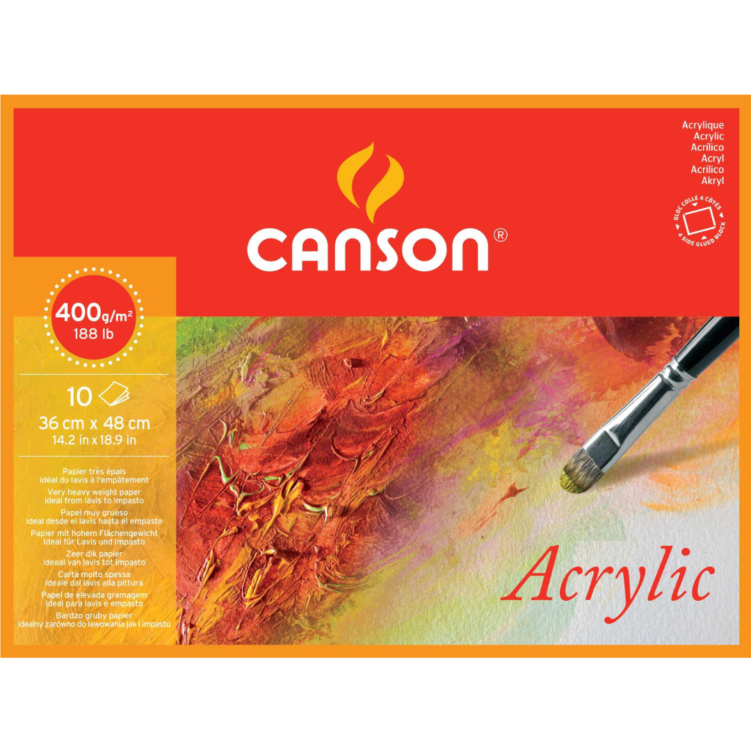 Canson Acrylic Paper, Cold Press, 400 GSM, Block Of 10 Sheets