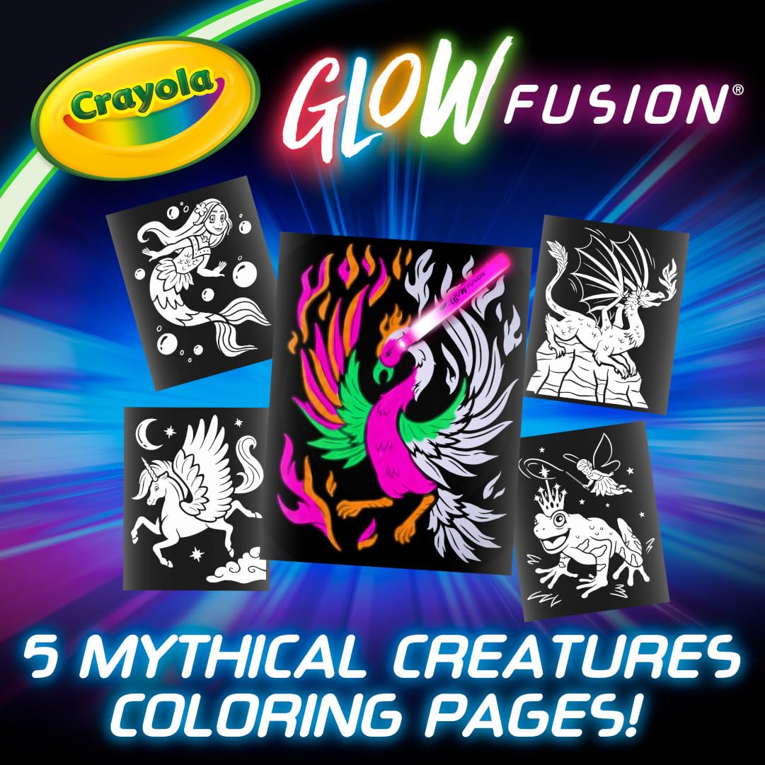 Crayola GLOW FUSION, Mythical Creatures Marker Coloring Set