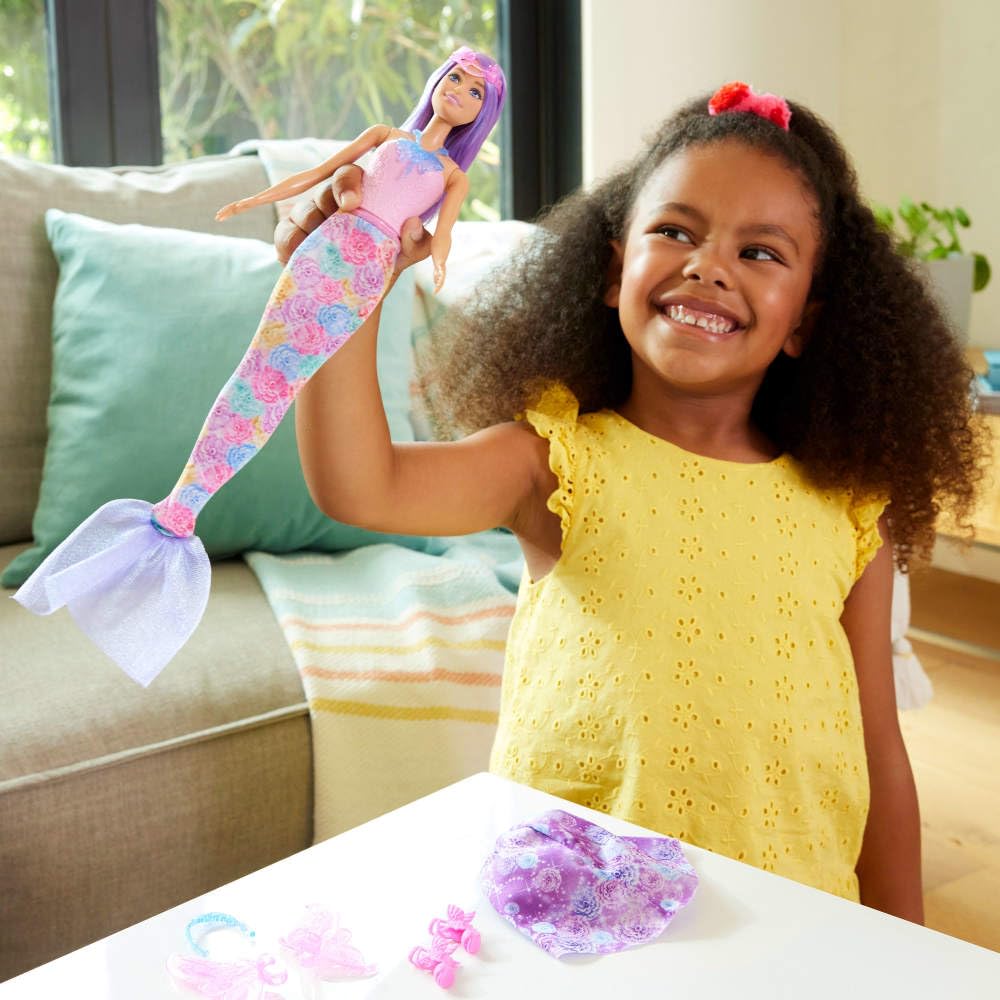 Barbie Fantasy Fashion Pack, Doll with Clothes & 8 Accessories, Mermaid Tail, Fairy Wings & 10+ Looks