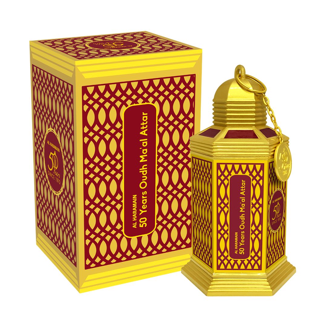 Al Haramain 50 Years Oudh Ma'al Attar, Luxury Oud Attar Perfume