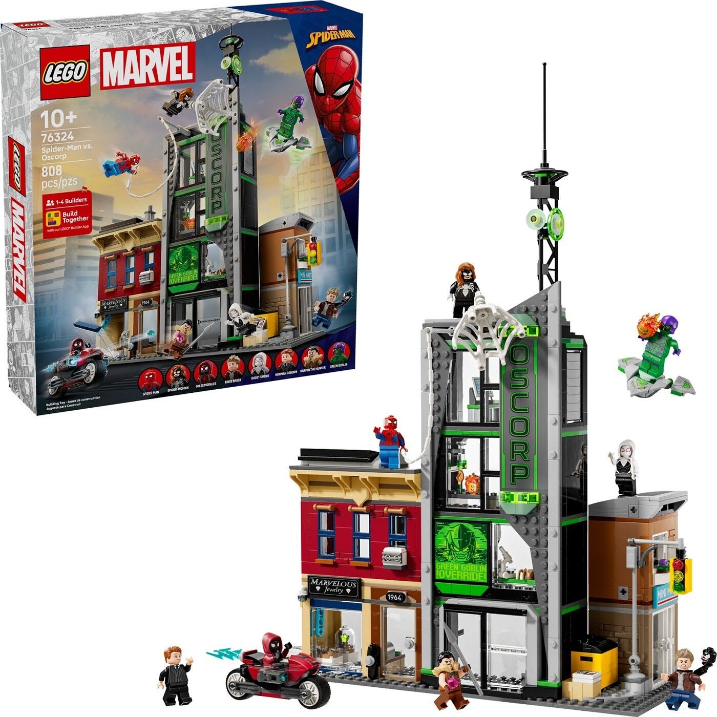LEGO Marvel Spider-Man vs. Oscorp Building Play Set, For Age 10+ Years