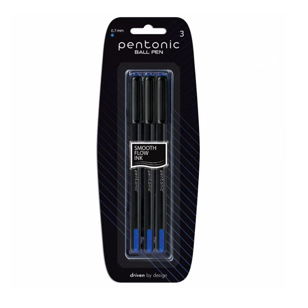 Pentonic Ball Pen, Smooth Flow Ink, 0.7mm, 3 pieces