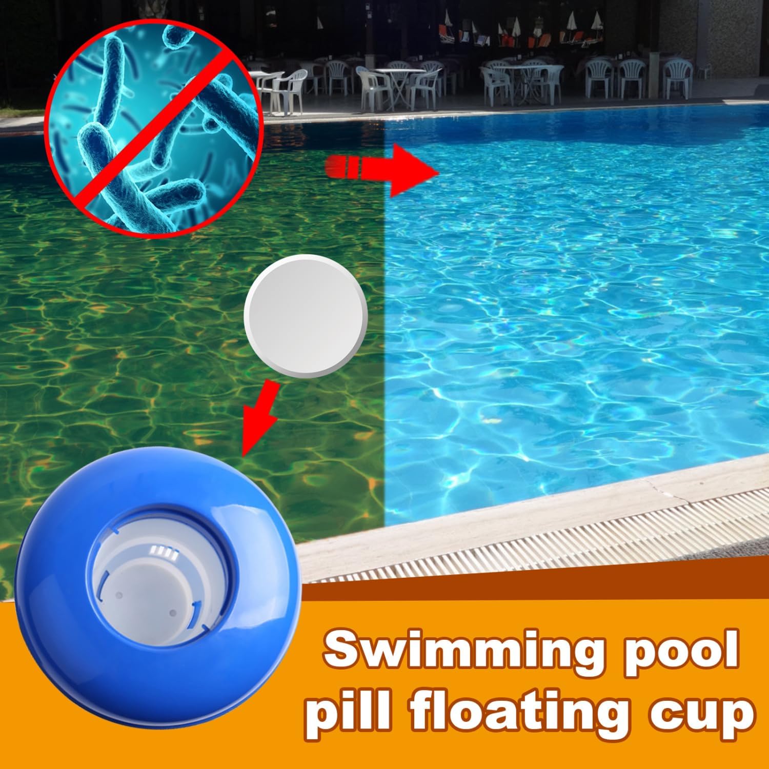 Hengbo 9" Floating Pool Chlorine Dispenser with 1KG Tablets for Pool & Spa
