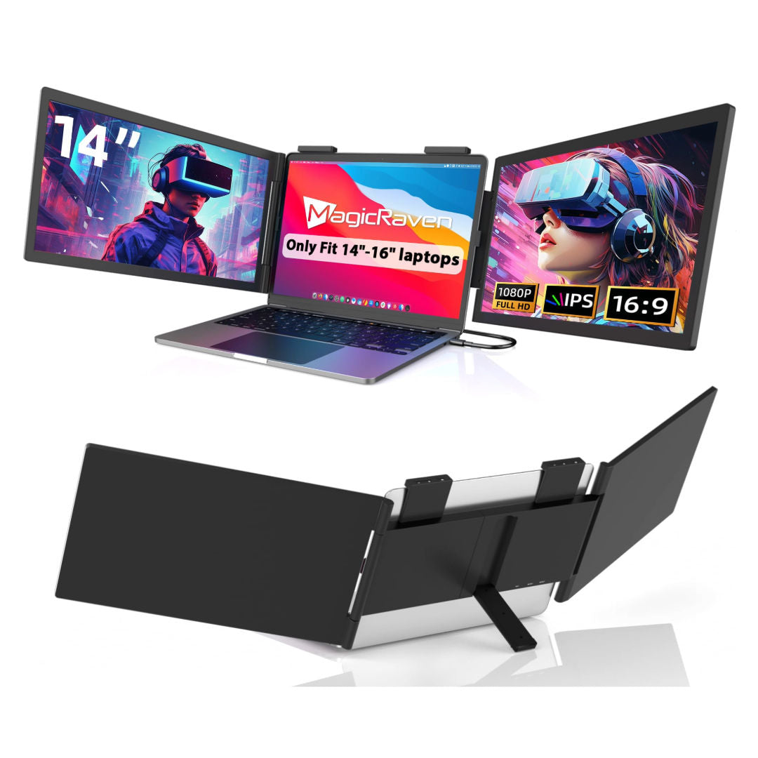 EPICARMA 14-Inch Portable Tri-Screen Monitor, Black, EA-PTMS688PRO-BK