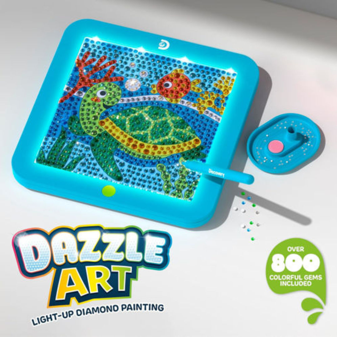 Discovery Dazzle Art Light-up Diamond Painting Kit, 800+ Gems, Children Ages 8+