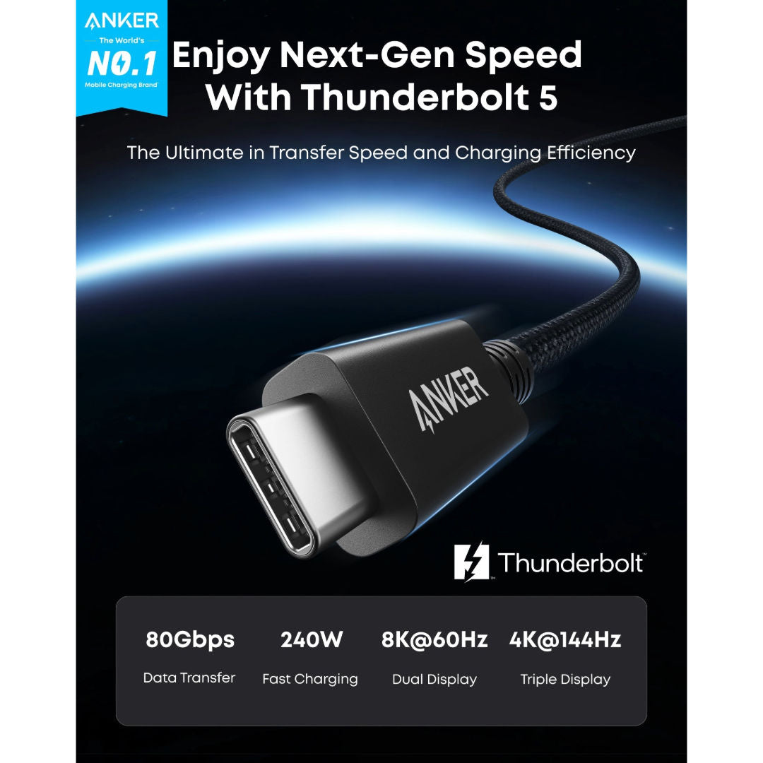 Anker Prime Thunderbolt 5 USB-C Cable For Mobile Charging, 80Gbps 240W