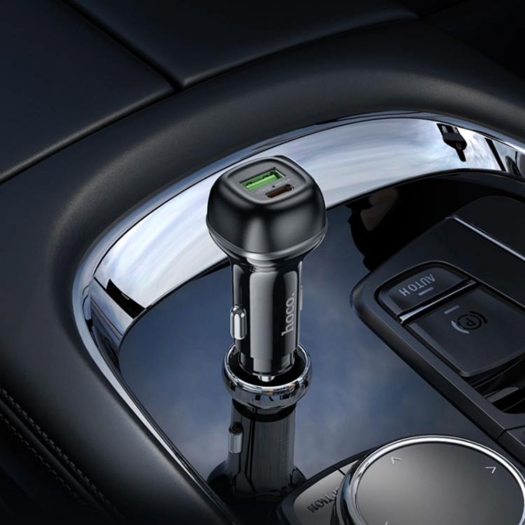 Hoco Z58A Rank Dual Port PD30W + QC3.0 Car Charger Set with Type-C to Type-C Cable