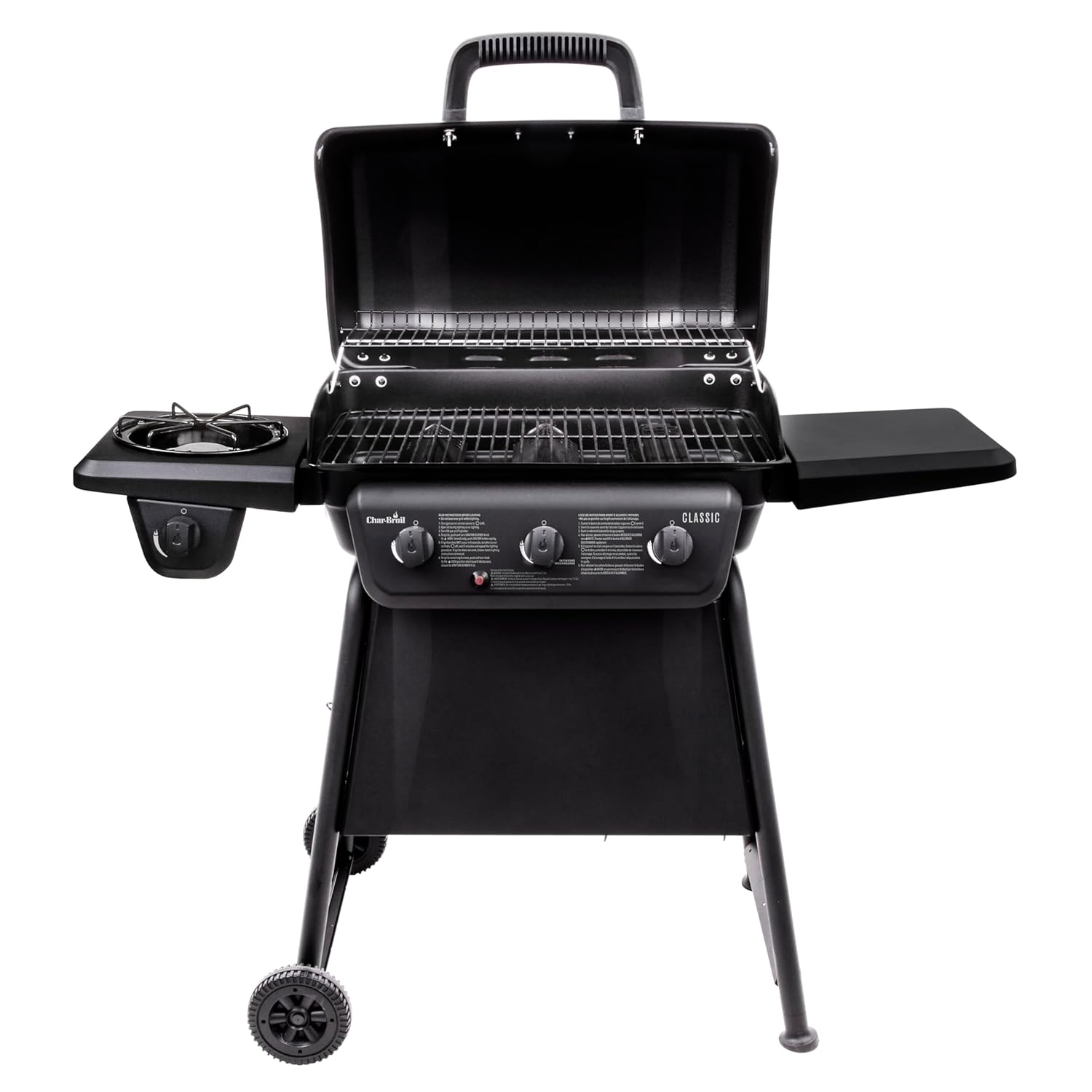 Char-Broil Classic 3-Burner Gas Grill, Propane BBQ With Side Shelves